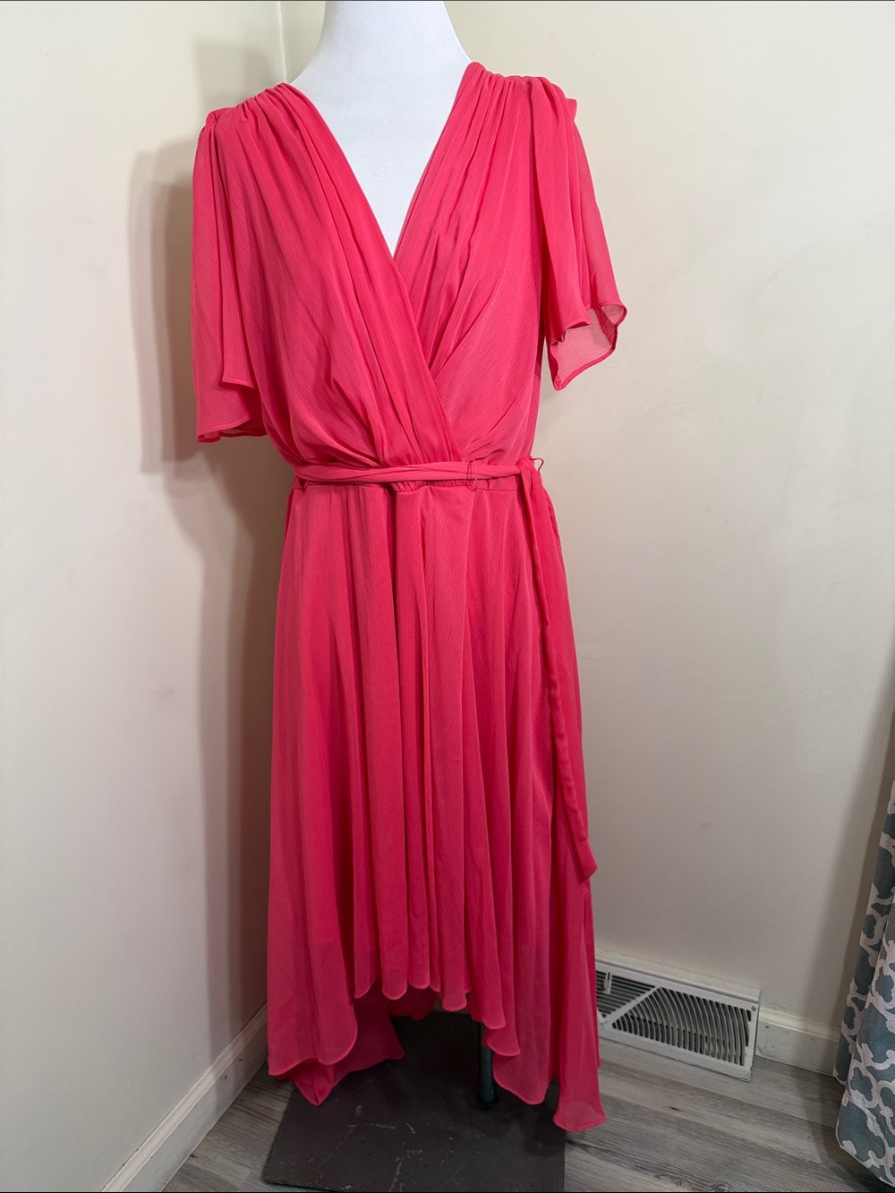 DKNY HOT PINK MIDI DRESS WOMENS SIZE 18